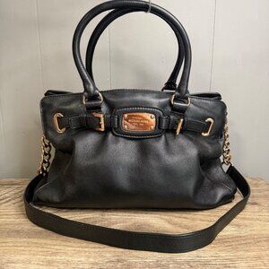 Michael Kors MK 'Hamilton' Black Leather Handbag Purse